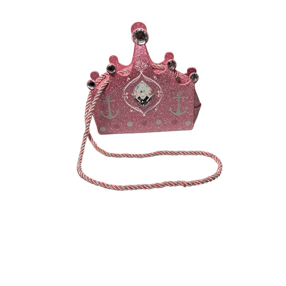 Disney Cruise Line Royal Court Royal Tea Pink Glitter Crown Crossbody Purse